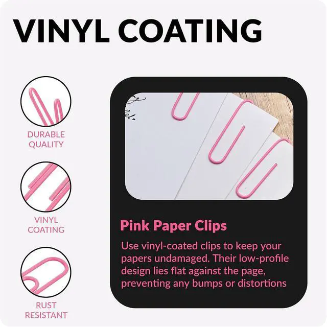 Alt view image 3 of 6 - Jumbo Paper Clips, 2 Inch Large Paper Clip, 100 pcs Paperclips (Jumbo, Pink)
