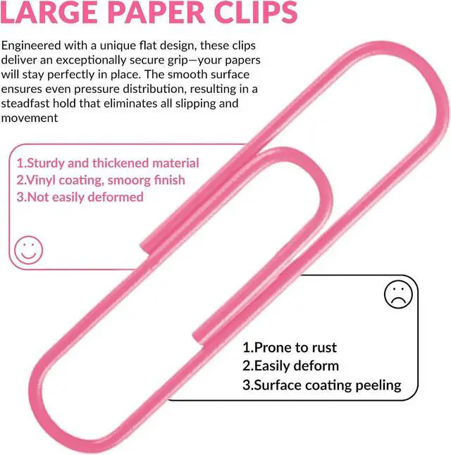 Alt view image 5 of 6 - Jumbo Paper Clips, 2 Inch Large Paper Clip, 100 pcs Paperclips (Jumbo, Pink)