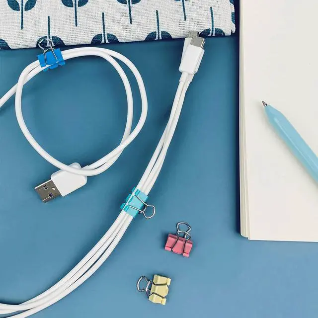Alt view image 5 of 7 - Ykimok 240-Pack Mini Binder Clips in 4 Colors (Blue, Yellow, Red, Green), 15mm/0.6-Inch Small Paper Clips for Home, School, Office and Business