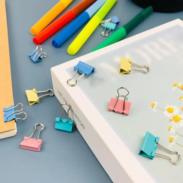 Alt view image 6 of 7 - Ykimok 240-Pack Mini Binder Clips in 4 Colors (Blue, Yellow, Red, Green), 15mm/0.6-Inch Small Paper Clips for Home, School, Office and Business