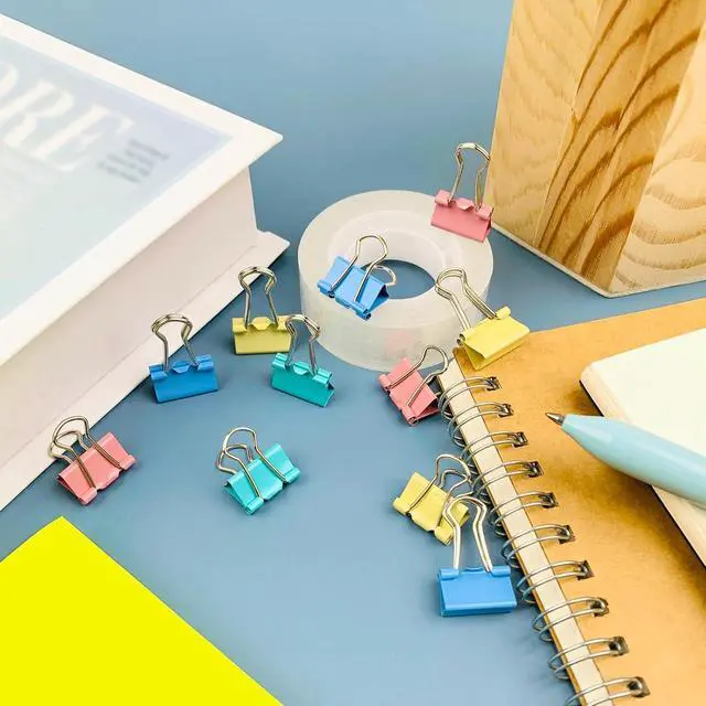 Alt view image 7 of 7 - Ykimok 240-Pack Mini Binder Clips in 4 Colors (Blue, Yellow, Red, Green), 15mm/0.6-Inch Small Paper Clips for Home, School, Office and Business
