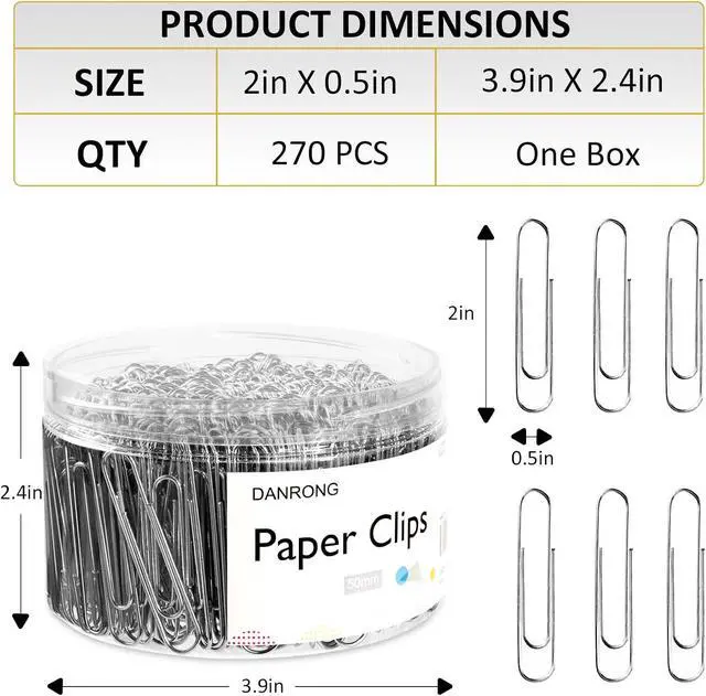 Alt view image 2 of 7 - Silver Jumbo Paper Clips, 270pcs 2 Inch (50 mm) Paper Clip, Large Paperclips Great for Office School and Personal Use(2 in, Silver)