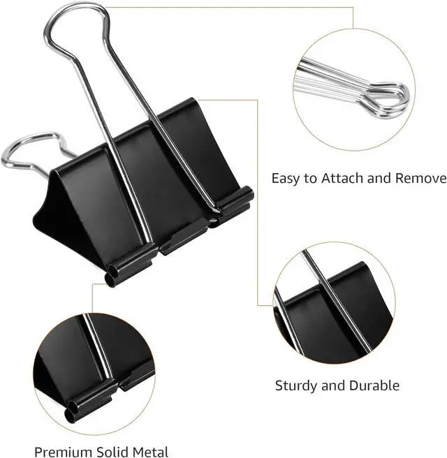Alt view image 6 of 7 - Amazon Basics Sturdy Binder Clips, Office Supplies, Small 0.75 in, Document Organizing, School Supplies, Black, 144 Count