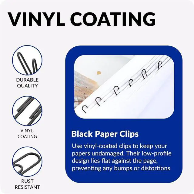 Alt view image 3 of 6 - Jumbo Paper Clips, 2 Inch Paper Clip, 100 pcs Large Paperclips (Jumbo, Black)