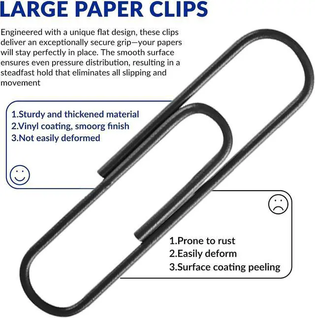 Alt view image 5 of 6 - Jumbo Paper Clips, 2 Inch Paper Clip, 100 pcs Large Paperclips (Jumbo, Black)