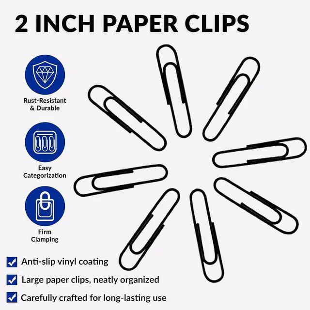 Alt view image 4 of 6 - Jumbo Paper Clips, 2 Inch Paper Clip, 100 pcs Large Paperclips (Jumbo, Black)