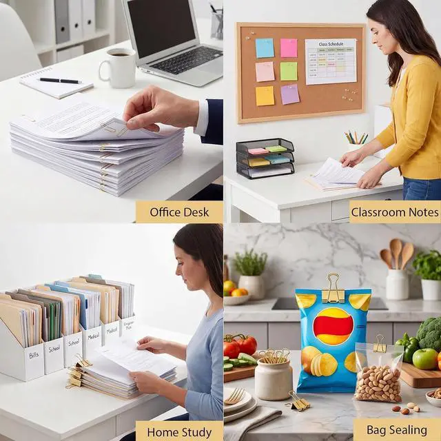 Alt view image 5 of 7 - BESARME Gold Paper Clips, Binder Clips & Push Pins Set, 279 PCS