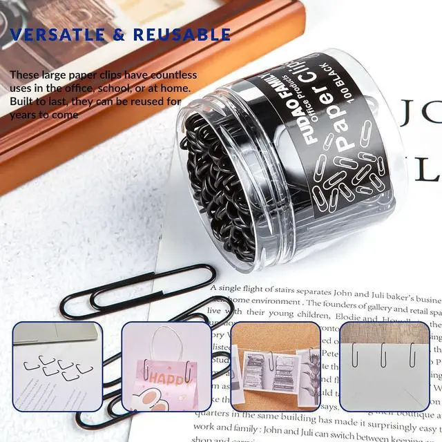 Alt view image 6 of 6 - Jumbo Paper Clips, 2 Inch Paper Clip, 100 pcs Large Paperclips (Jumbo, Black)