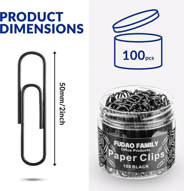 Alt view image 2 of 6 - Jumbo Paper Clips, 2 Inch Paper Clip, 100 pcs Large Paperclips (Jumbo, Black)