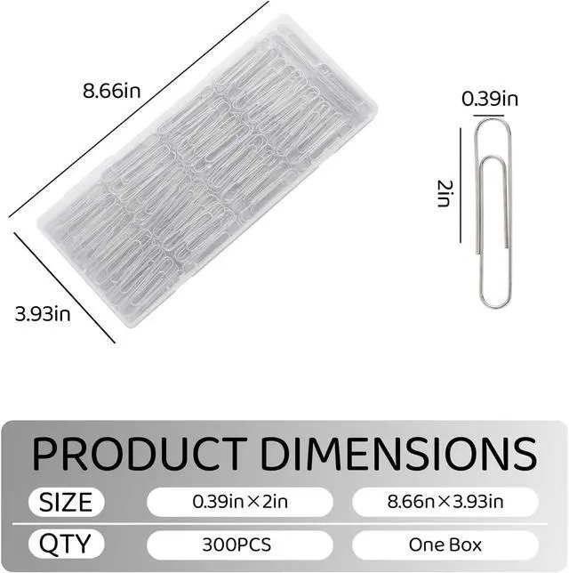 Alt view image 2 of 5 - 280 Pcs Large Paper Clips, 2 Inch Jumbo Paperclip, Stainless Steel Paper Clips Large, Silver Paperclips for Home, School, Office Supplies