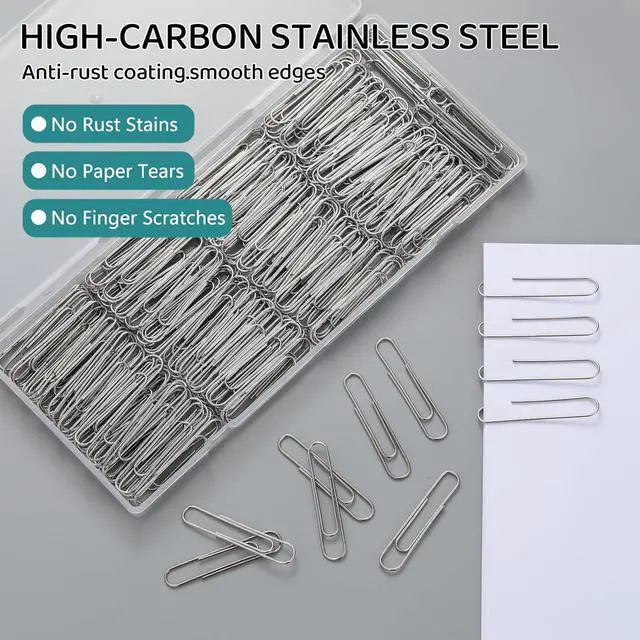 Alt view image 4 of 5 - 280 Pcs Large Paper Clips, 2 Inch Jumbo Paperclip, Stainless Steel Paper Clips Large, Silver Paperclips for Home, School, Office Supplies