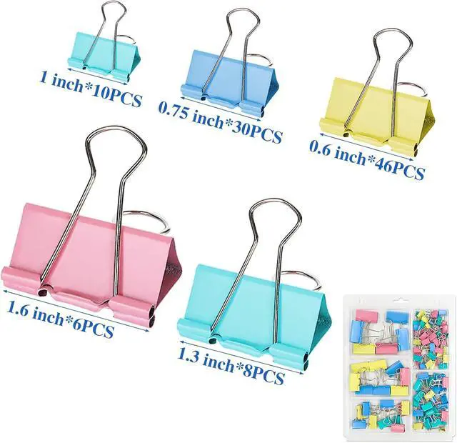 Alt view image 2 of 7 - OWLKELA 100 Pcs Binder Clips, Assorted Sizes, Multicolor