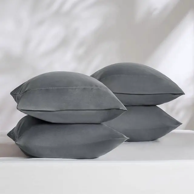 Alt view image 5 of 6 - Bedsure Queen Pillow Cases Set of 4 - Dark Grey Brushed Microfiber Pillowcases 4 Pack, Super Soft Pillow Case Covers with Envelope Closure for Kids, Wrinkle, Fade Resistant, 20x30 Inches