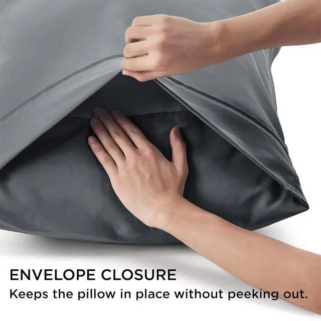 Alt view image 6 of 6 - Bedsure Queen Pillow Cases Set of 4 - Dark Grey Brushed Microfiber Pillowcases 4 Pack, Super Soft Pillow Case Covers with Envelope Closure for Kids, Wrinkle, Fade Resistant, 20x30 Inches