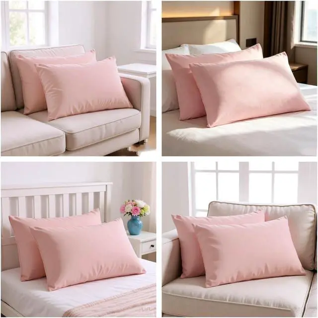 Alt view image 9 of 12 - Zipper Pillowcase 2 Pieces Brushed Microfiber 1800 Hotel Quality Super Soft Pillow Cover No Shrinkage No Fade Pillow Protectors - Pink, Queen