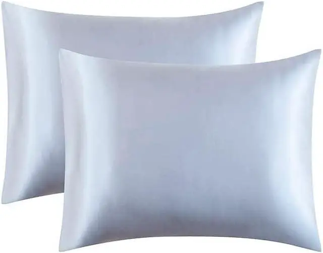 Main image of JUWENIN,Silky Satin Pillowcases, Soft and Luxury, Pack of 2, Hidden Zipper (Standard, Silver)