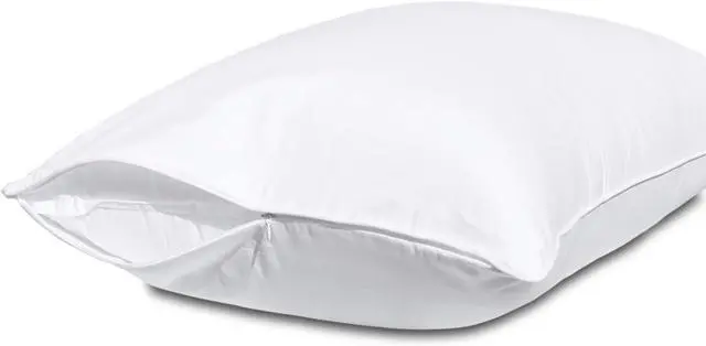 Main image of Pillow Protectors with Zipper Standard Size-100% Cotton Pillowcases for Hair and Skin, Comfort Soft Pillow Case Protector for Easy Care, White Pillow Cases Covers with Hidden Zipper, 1 Pack/20X26
