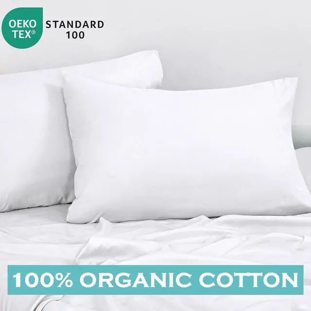 Alt view image 2 of 7 - Royale Linens 300 Thread Count 100% Long Staple Combed Cotton Pillowcases Set Of 2 - Ultra Soft - Standard Bed Pillow Cover - 20"x26" - Breathable, Cool & Crisp Percale White Pillow Cases (Std, White)