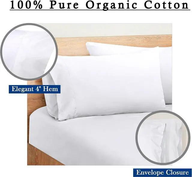 Alt view image 3 of 7 - Royale Linens 300 Thread Count 100% Long Staple Combed Cotton Pillowcases Set Of 2 - Ultra Soft - Standard Bed Pillow Cover - 20"x26" - Breathable, Cool & Crisp Percale White Pillow Cases (Std, White)