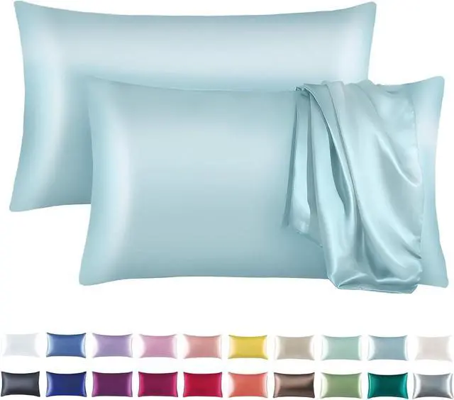 Main image of Tyfitb Satin Pillowcase for Hair and Skin, Baby Blue Pillowcases Set of 2, Cooling Pillow Cases Standard Size(20×26 Inches), Soft Luxury Satin Pillowcase with Envelope Closure