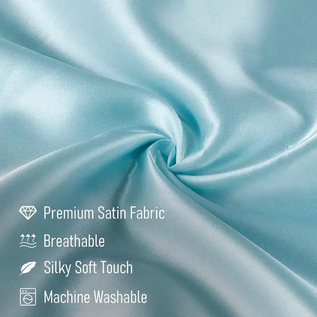Alt view image 5 of 7 - Tyfitb Satin Pillowcase for Hair and Skin, Baby Blue Pillowcases Set of 2, Cooling Pillow Cases Standard Size(20×26 Inches), Soft Luxury Satin Pillowcase with Envelope Closure