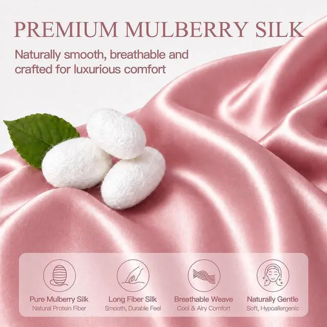 Alt view image 3 of 7 - INSSL Silk Pillowcase for Women, Mulberry Silk Pillowcase for Hair and Skin and Stay Comfortable and Breathable During Sleep (Standard, Coral)