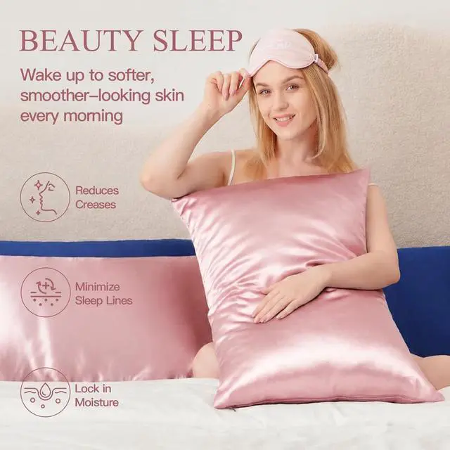 Alt view image 4 of 7 - INSSL Silk Pillowcase for Women, Mulberry Silk Pillowcase for Hair and Skin and Stay Comfortable and Breathable During Sleep (Standard, Coral)