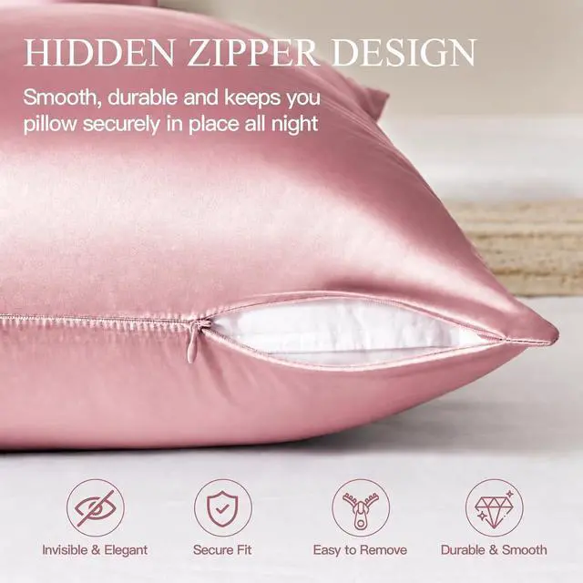 Alt view image 6 of 7 - INSSL Silk Pillowcase for Women, Mulberry Silk Pillowcase for Hair and Skin and Stay Comfortable and Breathable During Sleep (Standard, Coral)
