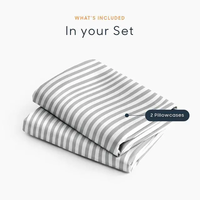 Alt view image 4 of 5 - Wake In Cloud - Striped Pillow Cases, Ticking Vertical Pin Stripe Modern Farmhouse Pattern Printed, Set of 2 Soft Pillowcases Pillow Shams Covers, Gray White, Standard Size 20x26 Inches