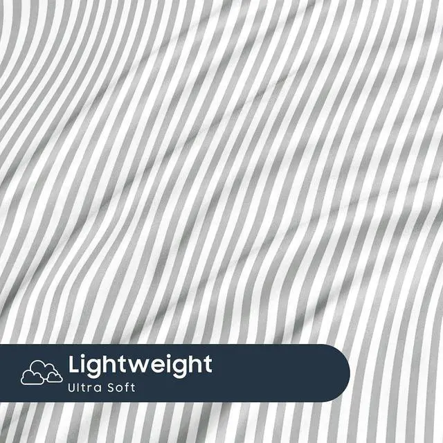 Alt view image 5 of 5 - Wake In Cloud - Striped Pillow Cases, Ticking Vertical Pin Stripe Modern Farmhouse Pattern Printed, Set of 2 Soft Pillowcases Pillow Shams Covers, Gray White, Standard Size 20x26 Inches