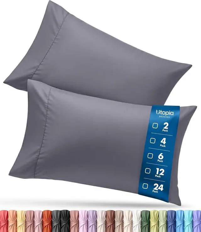 Main image of Pillow Cases Queen Size Set of 4, Ultra Soft Comfy Pillow Covers, Grey