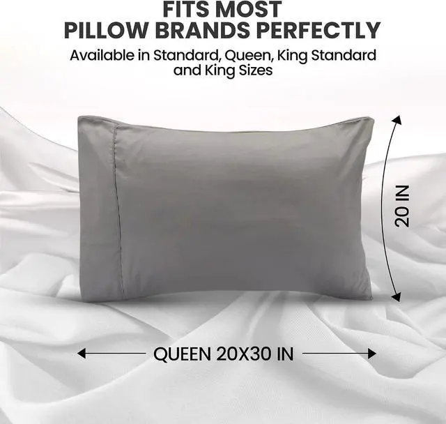 Alt view image 2 of 7 - Pillow Cases Queen Size Set of 4, Ultra Soft Comfy Pillow Covers, Grey