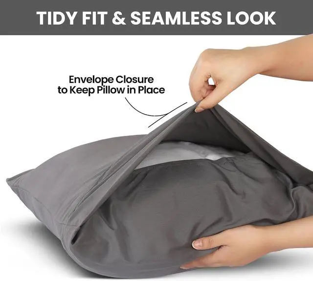 Alt view image 3 of 7 - Pillow Cases Queen Size Set of 4, Ultra Soft Comfy Pillow Covers, Grey