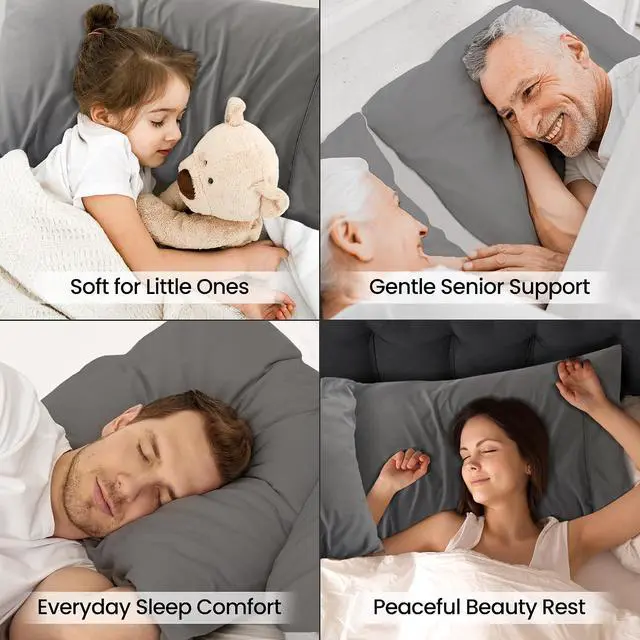 Alt view image 6 of 7 - Pillow Cases Queen Size Set of 4, Ultra Soft Comfy Pillow Covers, Grey