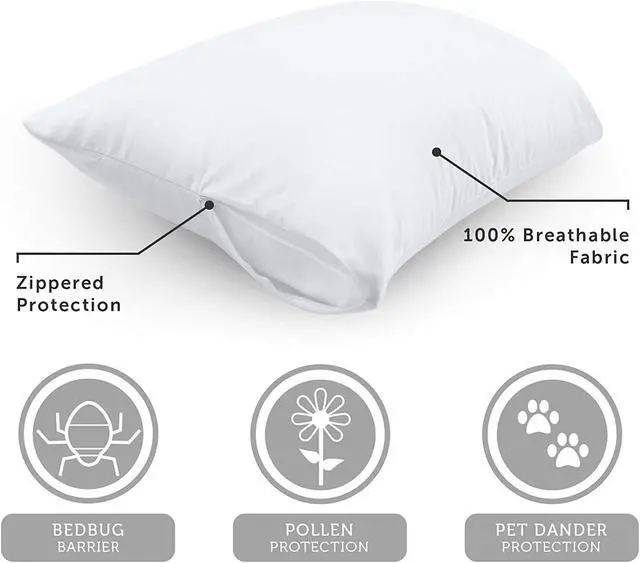 Alt view image 5 of 5 - AllerEase Toddler & Travel Zippered Pillow Protector 14x20 Grey
