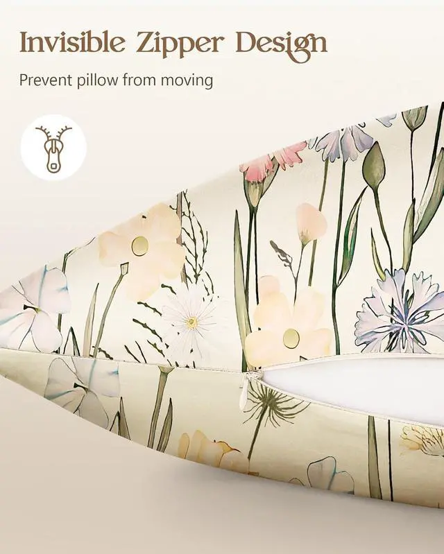 Alt view image 5 of 6 - Miss Adola Satin Body Pillow Cover with Zipper - 20x54 Inch Silky Long Pillow Case for Women Ladies Adults Soft Bed Decorative Cute Boho Large Body Pillowcase for Hair and Skin, Colorful Flower