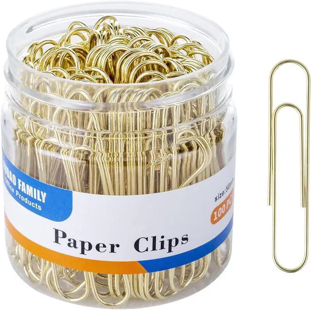 Main image of Large Paper Clips, Gold Paper Clips, 2 Inch Paper Clip, Jumbo Paperclips 100/Pack