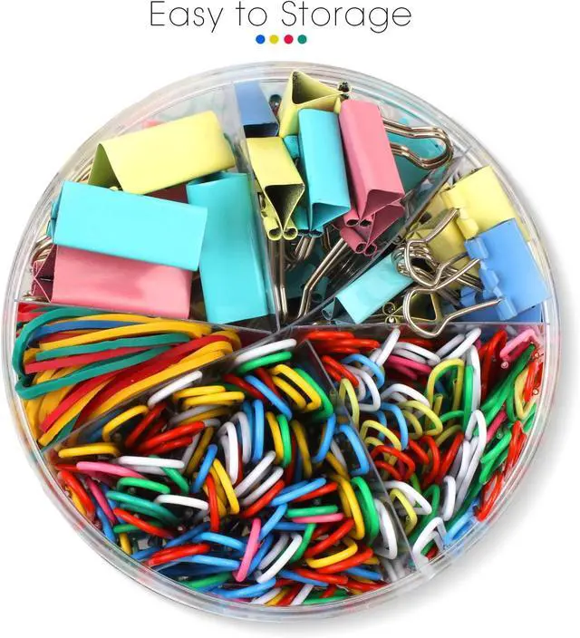 Alt view image 3 of 7 - 300 Pcs Binder Clips, Rubber Bands, Office Set, Paper Clips, School & Teacher Supplies for Office Desk Essentials (Assorted Sizes)