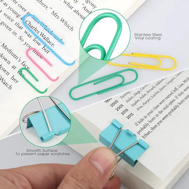 Alt view image 4 of 7 - 300 Pcs Binder Clips, Rubber Bands, Office Set, Paper Clips, School & Teacher Supplies for Office Desk Essentials (Assorted Sizes)