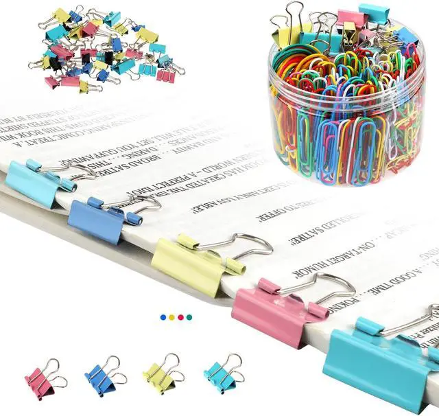 Alt view image 6 of 7 - 300 Pcs Binder Clips, Rubber Bands, Office Set, Paper Clips, School & Teacher Supplies for Office Desk Essentials (Assorted Sizes)