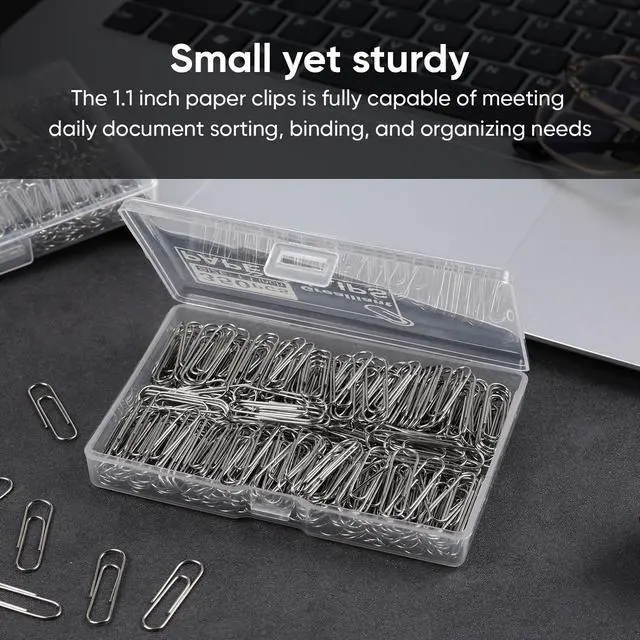 Alt view image 4 of 7 - 700 PCS Paper Clips, Small Paper Clips for Paperwork, 2 Boxes of 350 PCS Each, Sturdy and Upgraded Plastic Boxes Well Packed, Easy to Use in Office, School and Home