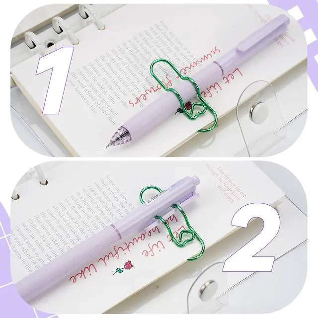 Alt view image 7 of 7 - Paper Clip Pen Holder for Notebook, 8pcs Metal Pen Clip for Journal