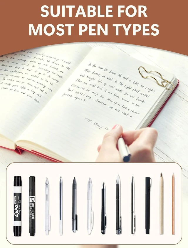 Alt view image 2 of 7 - 15 Pcs Pen Holder Clip for Notebook, Holds Thick & Thin Pen, Metal Pen Clip
