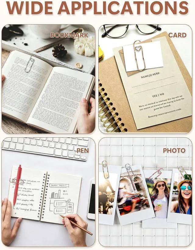 Alt view image 5 of 7 - 15 Pcs Pen Holder Clip for Notebook, Holds Thick & Thin Pen, Metal Pen Clip