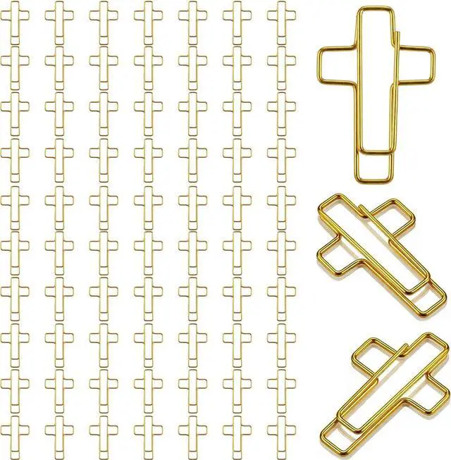 Main image of 70 Pack Gold Cross Paper Clips, Decorative Paper Clips and Bookmarks for Bible Study, Journaling, Church Office and Home Use
