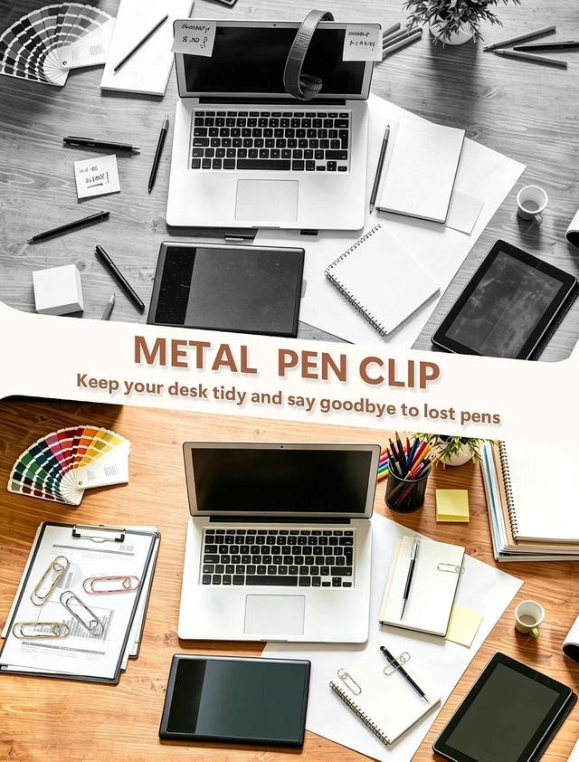 Alt view image 7 of 7 - 15 Pcs Pen Holder Clip for Notebook, Holds Thick & Thin Pen, Metal Pen Clip