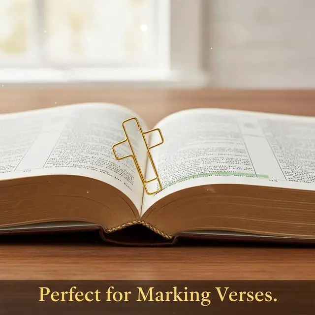Alt view image 3 of 7 - 70 Pack Gold Cross Paper Clips, Decorative Paper Clips and Bookmarks for Bible Study, Journaling, Church Office and Home Use