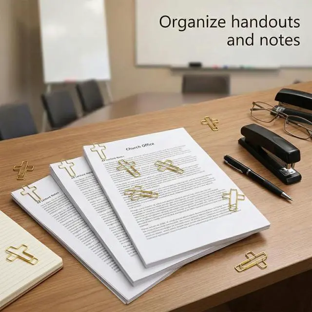 Alt view image 5 of 7 - 70 Pack Gold Cross Paper Clips, Decorative Paper Clips and Bookmarks for Bible Study, Journaling, Church Office and Home Use