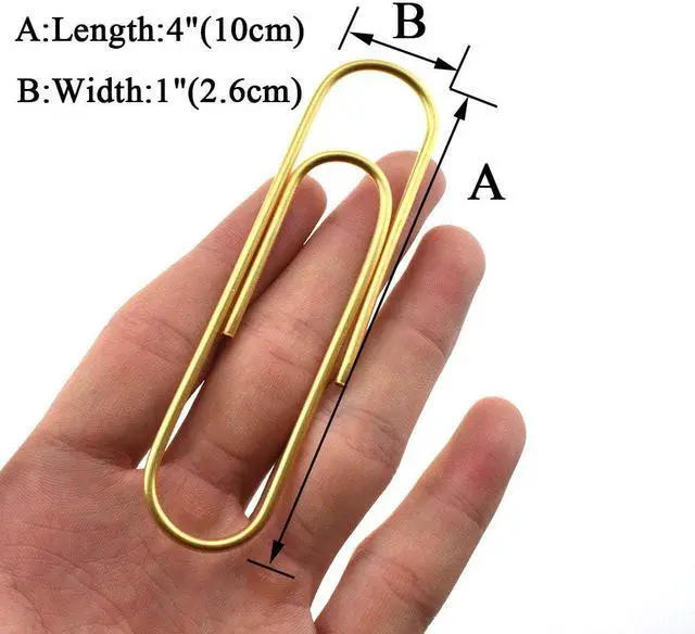 Alt view image 2 of 6 - HAHIYO Paperclips 4 inch (100mm) Extra Large Paper Clips Sturdy Bright Gold Vinyl Coated Prevent Scratching Tearing The Pages for Bookmark Organize Home Office School 14 Pack