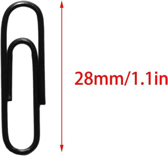 Alt view image 2 of 7 - 100 Pcs Black Paper Clips, 1.1 Inch (28mm) Colorful Paperclips